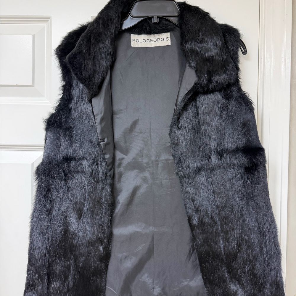 Pologeorgis Midnight Black Fur Vest